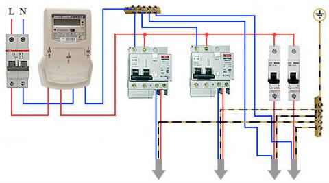 Схема подключения дифавтомата однофазная сеть